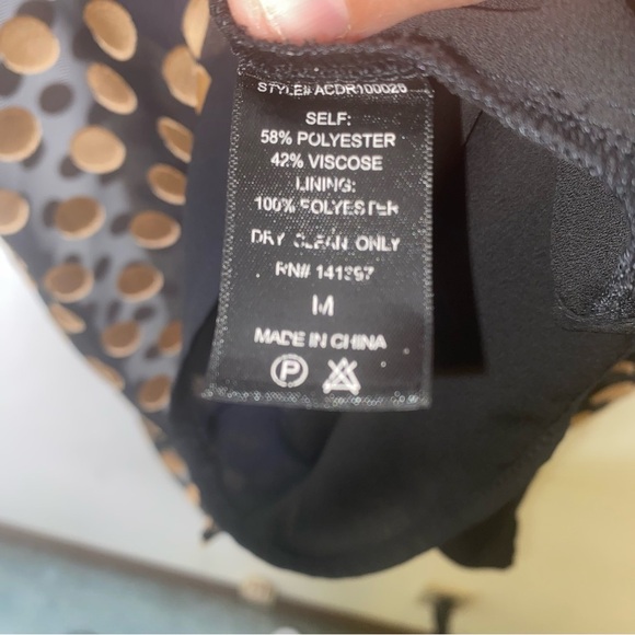 ASTR the Label Size Medium Black with Gold Polka Dot Long Sleeve Sheer Dress - Picture 8 of 14